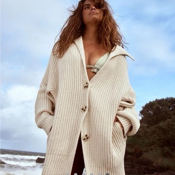 Free People Sweaters - Free People Swim Too Deep Cream Cardigan Size M NWT